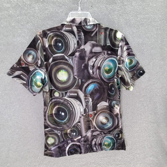 Canon EOS 5D Mark IV Men Button Up Shirt Medium Black Camera Allover Photography - Picture 4 of 8